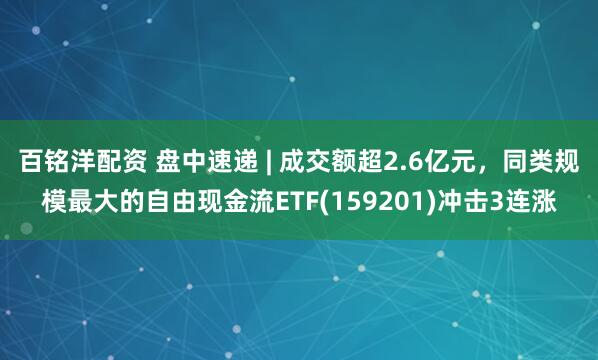 百铭洋配资 盘中速递 | 成交额超2.6亿元,同类规模最大的自由现金流ETF(159201)冲击3连涨